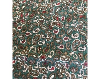 Green Paisley Fabric Vintage 1+ Yard Cottage Traditional Colonial French Country