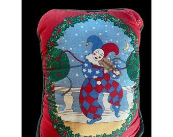 Cojín vintage de los 12 días de Navidad con 10 violinistas tocando, tela, 9x7 pulgadas.