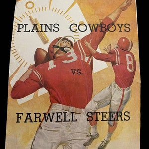 Plains Cowboys vs Farwell Steers Texas High School Football Program Coke Ads Vtg