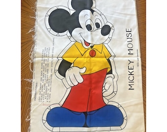 Mickey Mouse Fabric Panel Cut & Sew Pillow Doll Toy Vintage Disney Ameritex