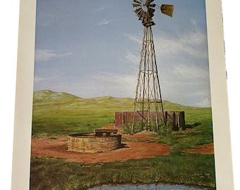 Phleat Boyd Art Listed Artist Signed & Numbered Print Oklahoma Prairie Windmill