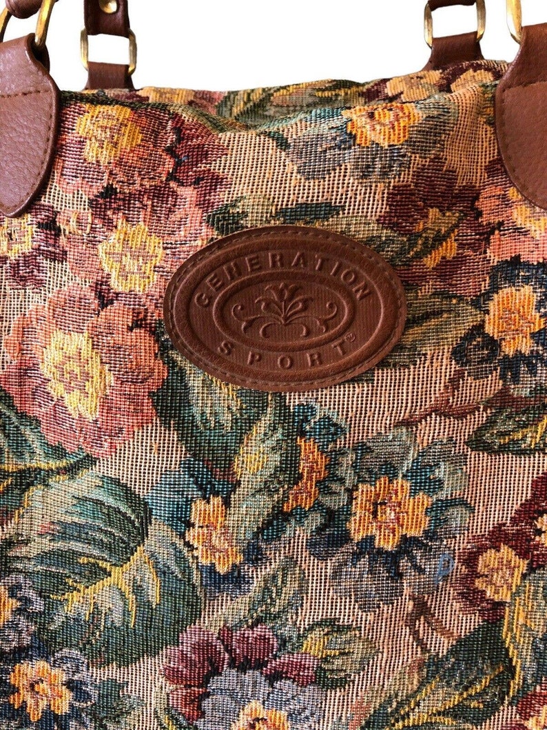 Vtg Tapestry Duffel Bag Floral 90s Romantic Cottagecore Faux Etsy