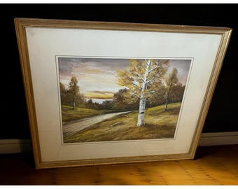 Andrew Gunderson Original Pastel Art Painting Signed Framed Fall Landscape 1906