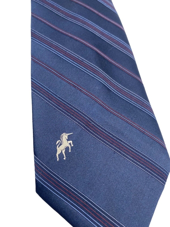 Vintage Bronzini Tie Textured Stripe Blue Horse Un