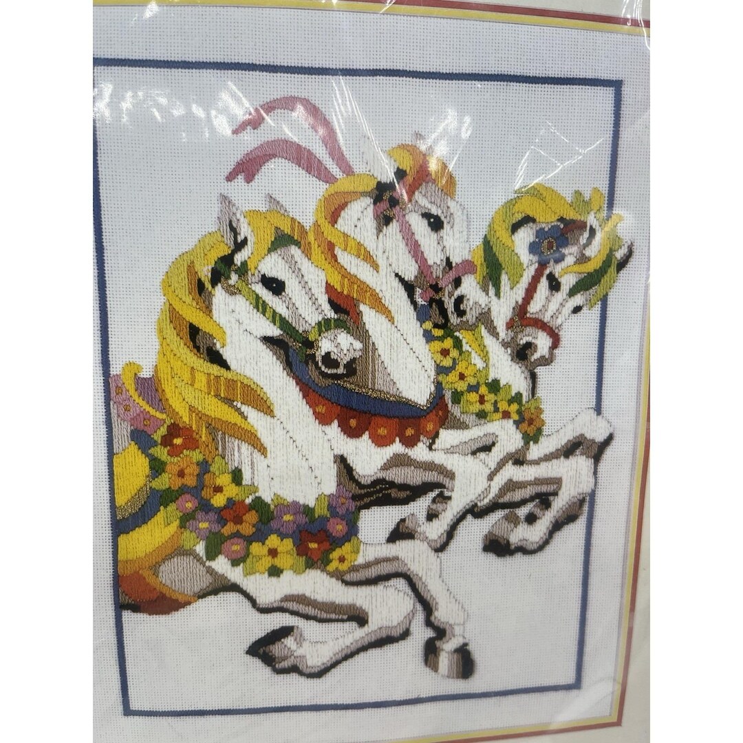 Carousel Needlepoint 1987 Monarch Horizons the Carousel Wool Longstitch Needlepoint Kit NEW ...