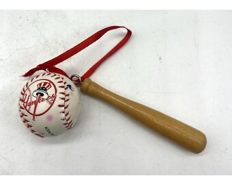 New York Yankees Baseball Christmas Ornament Bat & Ball Vintage Collectible 6"
