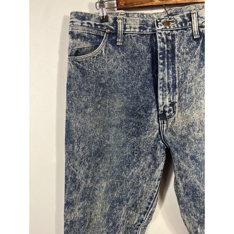 Vintage Wrangler Jeans Acid Wash 38x34 80s 90s Cowboy Straight 13MWZHM Mens USA Bild 7