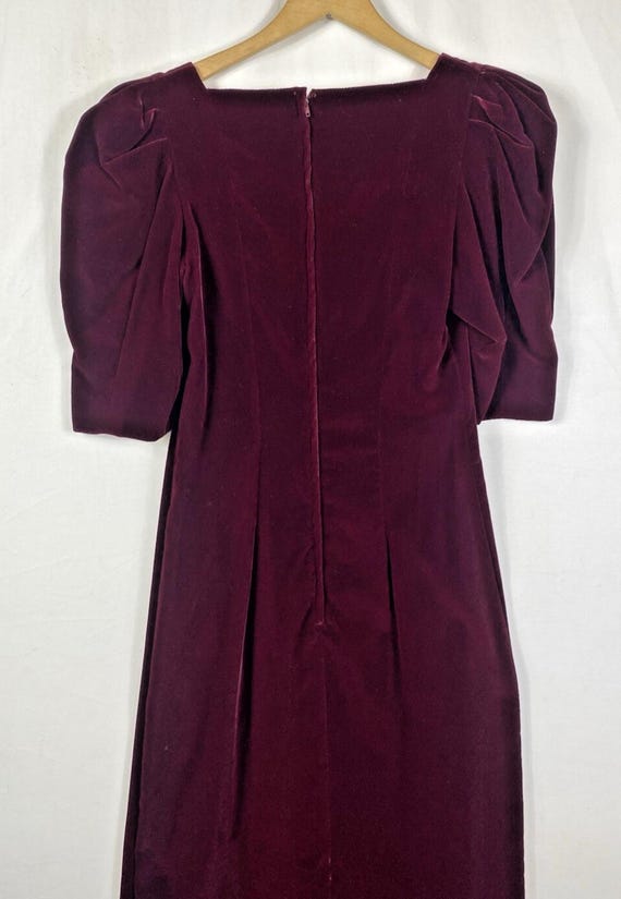 Cachet by Bari Protas Dress Long Burgundy Red Velvet Puff Sleeve Formal 5/6  90s - Etsy