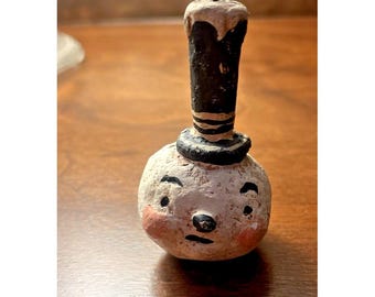Adorno navideño rústico primitivo con forma de cabeza de muñeco de nieve, estilo Jack Frost, 7,6 cm (3 pulgadas)