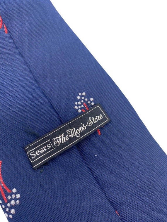 Vintage Sears Extra Long Wide Necktie 70s 80s Blu… - image 5