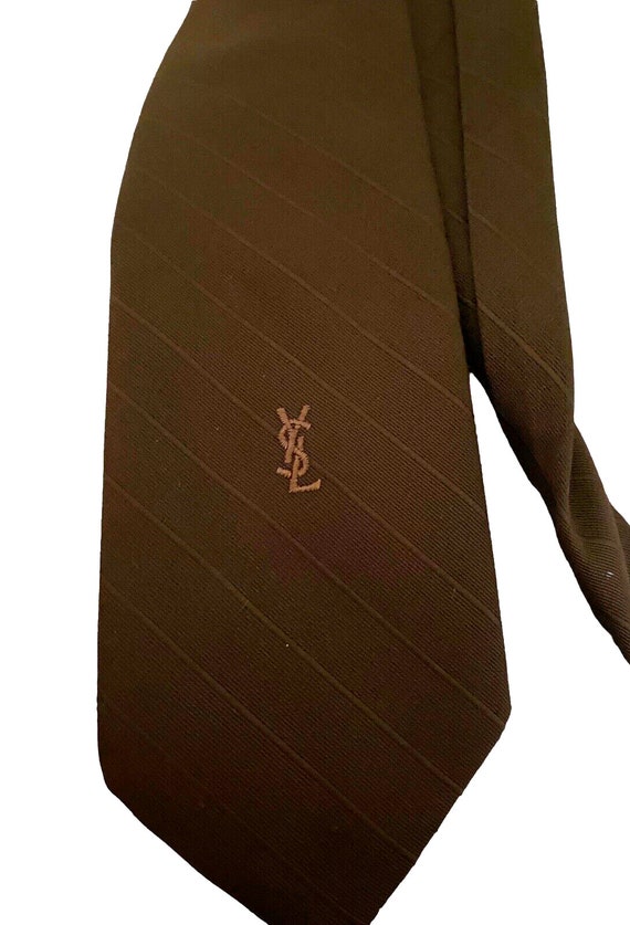 Vtg YSL Yves Saint Laurent Tie Necktie Brown Textu