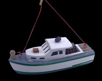 Lobster Boat Christmas Ornament Cape Shore NEW Wood Maine Fishing Lobstering