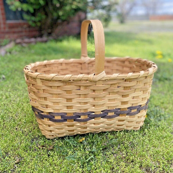 Vintage Gibson White Oak Basket Large Handled Produce Flower Carrying Ozarks NEW