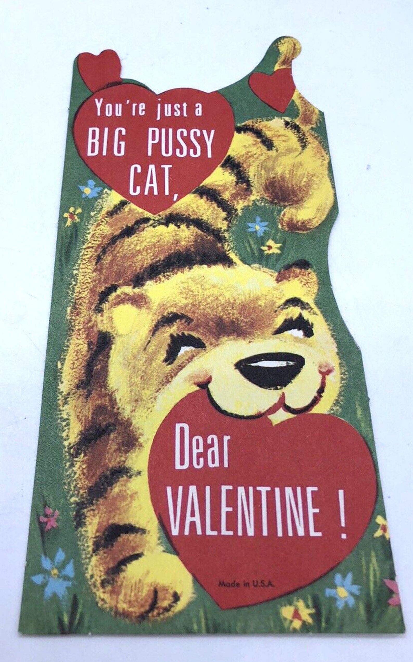 Vtg Valentines Day Card You're Just a Big Pussy Cat Dear Sweet Graphics