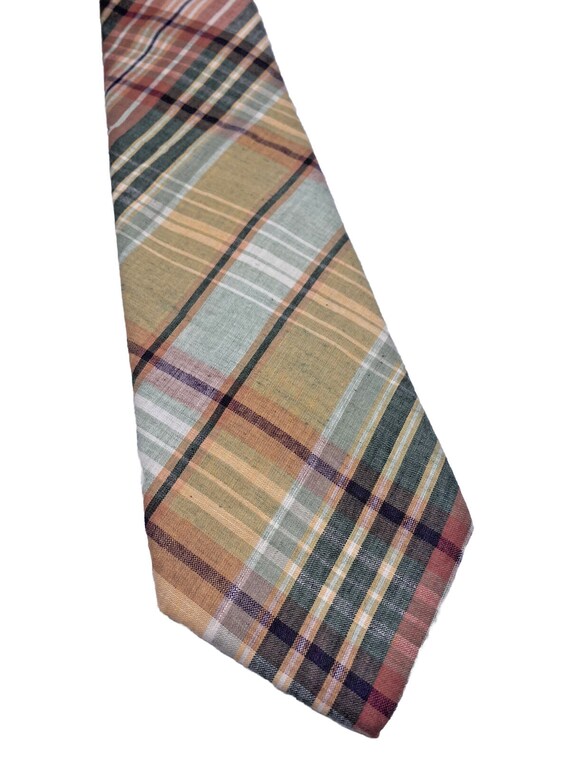 Lands End Tie Cotton Woven Twill Madras Plaid Tart