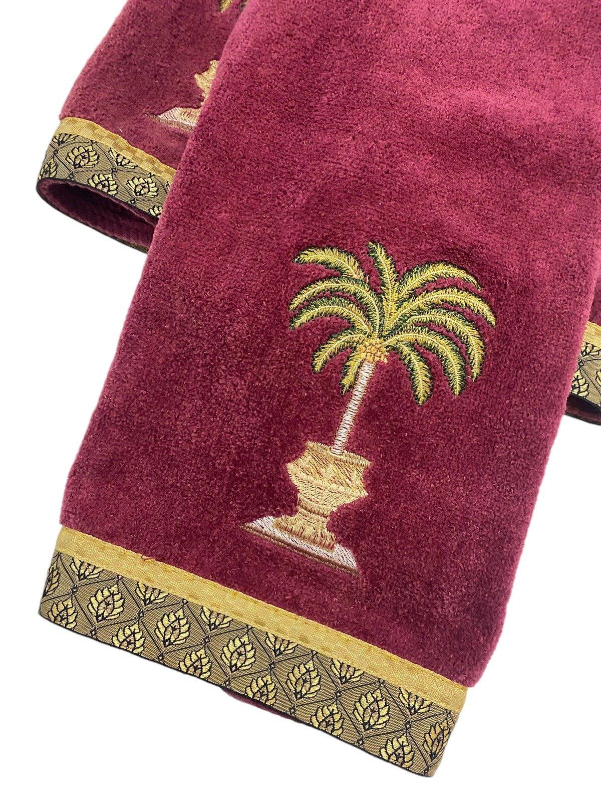 Burgundy Hand Towel With Gold Etsy