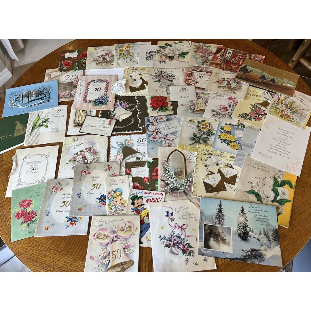 HUGE Lot Vintage Cards Birthday Anniversary General Greeting Ephemera ...