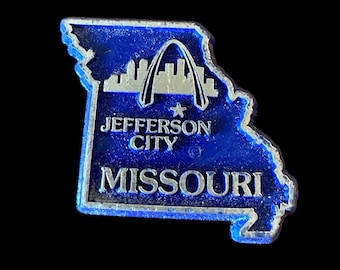Aimant Missouri Jefferson City en caoutchouc Golden Gate City Skyline vintage des années 90 2"