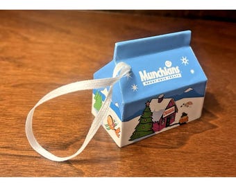 Adorno navideño de Dunkin Donuts Munchkins Caja Donut Coleccionable Azul 3"