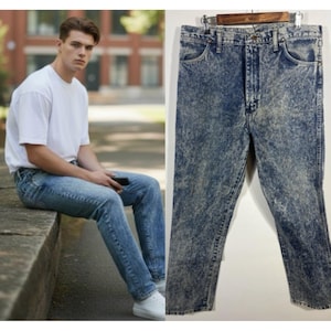 Vintage Wrangler Jeans Acid Wash 38x34 80s 90s Cowboy Straight 13MWZHM Mens USA Bild 1