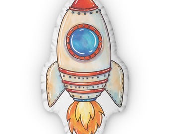 Custom Rocket Ship Pillow - Outer Space Themed Cushion for Kids and Space Lovers, Space Theme Room Decor, Kids Bedroom, Rocket Ship Cushion