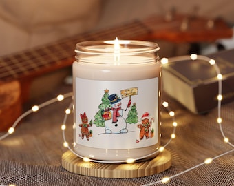 Cozy Holiday Scented Soy Candle, Festive Winter Candle with Snowman, Perfect Gift for Christmas, Holiday Decor, Aromatherapy