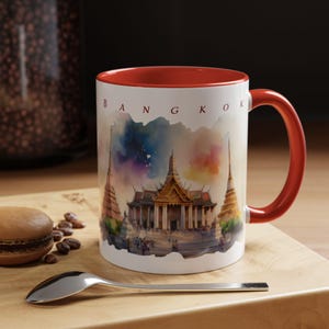 Bangkok Coffee Mug | Thailand | Watercolor Based Art | Asia Art Mug Gift | Travel Souvenir | 11oz & 15oz Options