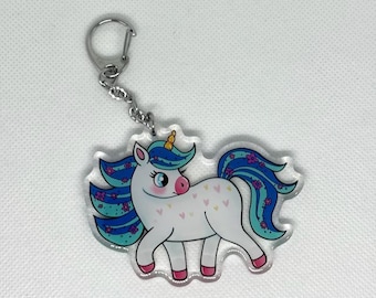 Unicorn Acrylic Keychain | Turquoise Magical Rainbow Unicorn Charm for Kids & Adults | Bags Backpacks Keychains | Outfit Decor