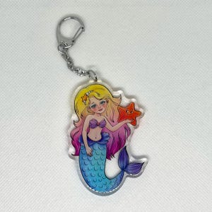 Mermaid Acrylic Keychain | Magical Cute Ocean Fantasy Charm for Kids & Adults | Bags Backpacks Keychains Accessory, Outfit Decor