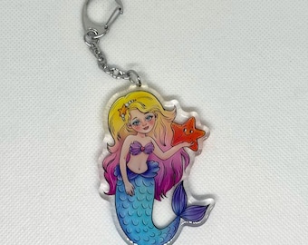 Mermaid Acrylic Keychain | Magical Cute Ocean Fantasy Charm for Kids & Adults | Bags Backpacks Keychains Accessory, Outfit Decor