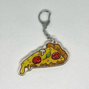 Pizza Slice Acrylic Keychain | Fun Acrylic Food Charm for Pizza Lovers, for Kids & Adults | Bags Backpacks Keychains | Outfit Decor
