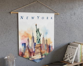 Banderín de Nueva York / EE. UU. NYC Decoración de pared de la ciudad de Nueva York, artículo de colección de viajes, accesorios para el hogar, pancarta de arte natural, decoración de habitaciones