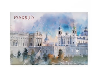Madrid Magnet | Watercolor Based Art | Spain Magnets | Rectangular Fridge Magnets | Kitchen Decor