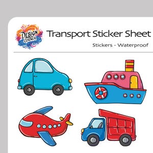 Adesivi impermeabili per il trasporto (x17) / Fogli adesivi (2) / Set adesivi per bambini / Decorazione regalo / Adesivi colorati / Adesivi per album