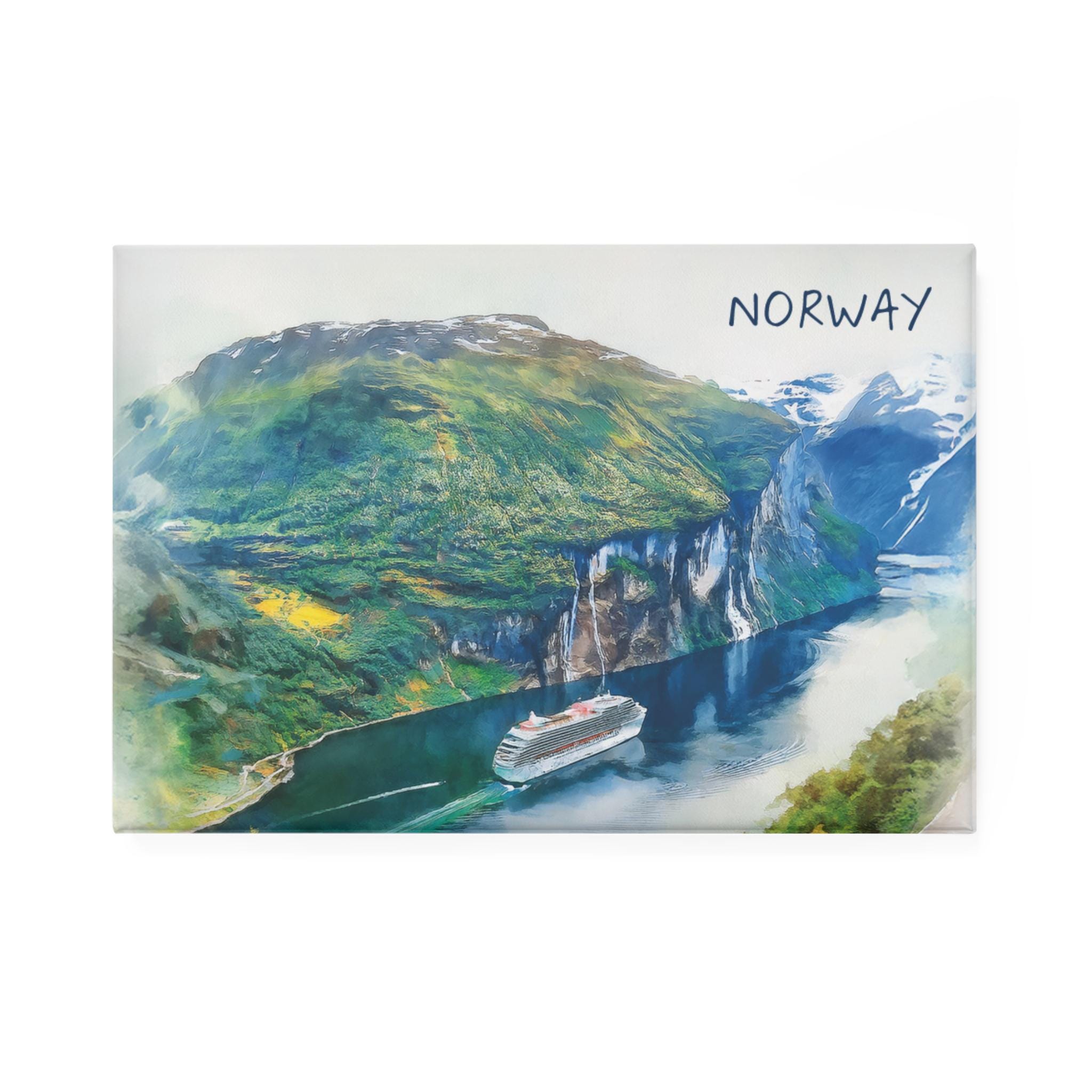 Grußkarte Mit Norwegen Fjord & Wasserfall Motiv – Blanko Innen, Inkl. Umschlag, 144x148 Mm, Perfekt Für Jeden Anlass