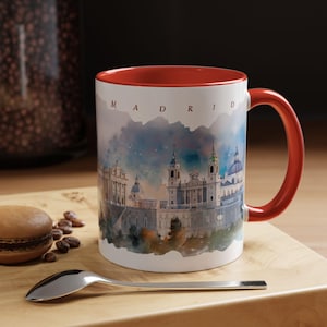 Madrid Coffee Mug | Spain | Watercolor Based Art | Espana Europe Art Mug Gift | Travel Souvenir | 11oz & 15oz Options