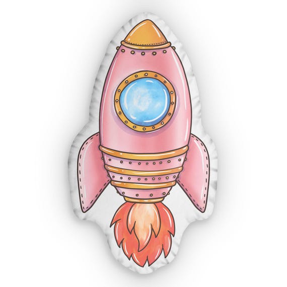 Pink Custom Rocket Ship Pillow, Outer Space Themed Cushion for Girl Space  Lovers, Space Theme Room Decor, Kids Bedroom, Rocket Ship Cushion
