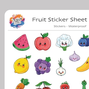 Fruit & Veggies Stickers (31 stickers) | Stickers Sheet x 1 | Children Educational Stickers Set | Waterproof | Vegetables | Handmade | Gift