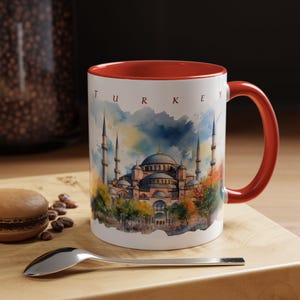 Turkey Coffee Mug | Istanbul | Watercolor Based Art | Art Mug Gift | Travel Souvenir | 11oz & 15oz Options