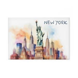 New York Magnet | Statue of Liberty National Memorial | Watercolor Based Art | USA Fridge Magnets | Kitchen Decor | Rectangular Shape
