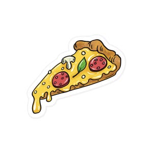 Pegatina de rebanada de pizza - Vinilo de pepperoni con queso para portátiles, botellas de agua, fundas de teléfono, diarios / Pegatinas de comida / Italia / Pizza