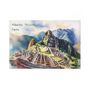 Machu Picchu Magnet | Watercolor Based Art | Peru Magnets | South America Fridge Magnets | Kitchen Decor | Rectangular Shape