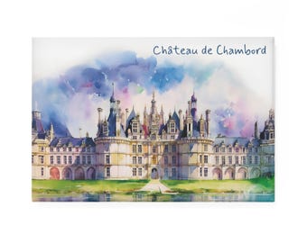 Château de Chambord  Magnet | Chambord Castle | Watercolor Based Art | France Francia Magnets | Rectangular Fridge Magnets | Kitchen Decor