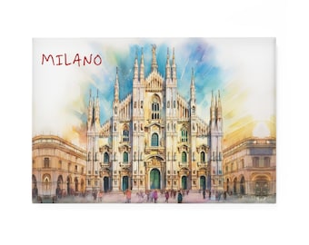 Aimant Frigo 3D Milan Italie - Résine Faite Main - Décoration Cuisine Originale - Taille ~7,5x9 Cm - Collection Souvenir De Voyage