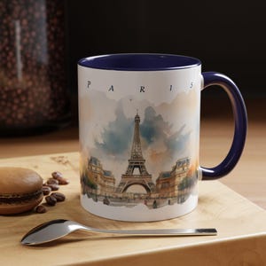 Paris Coffee Mug | France | Watercolor Based Art | Europe Art Mug Gift | Travel Souvenir | 11oz & 15oz Options