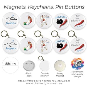 Wear Napoli, Gift Napoli, Magnetize Napoli | Magnet | Keychain | Keyring | Pin Button | Italy | Fridge Magnet | Italy Accessories