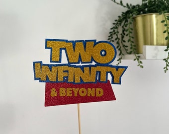 Toy Story 2nd Birthday Cake Topper Set | Two Infinity & Beyond with Name | Birthday Cake Topper | Personalised | Kids Party | Woody Buzz