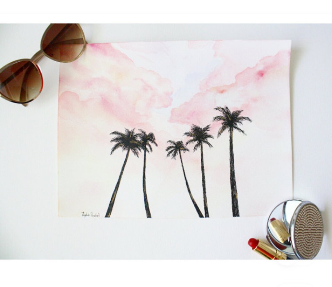 Palm Tree Wall Art, Original Watercolor Painting