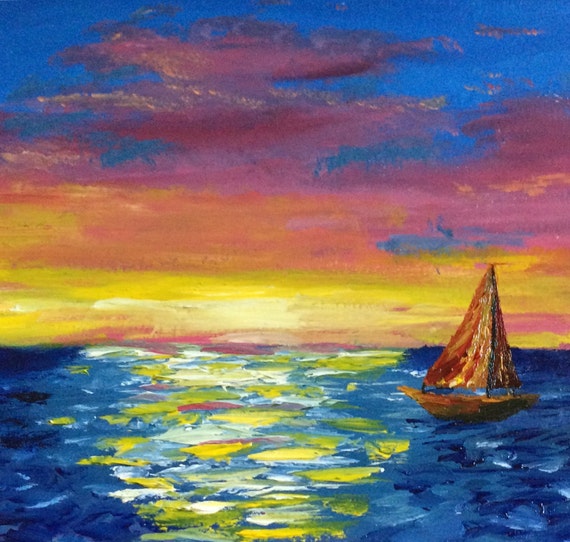 Coucher De Soleil Mer Peinture à Lhuile