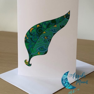 NOUVELLE CARTE DE VOEUX Titre : 'Fern' Blank Card Green New Zealand Silver Fern